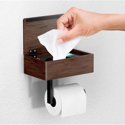 Vista 23 de Day Moon™ Soporte de papel higiénico de níquel cepillado - Soporte de rollo moderno para montaje en pared para baño