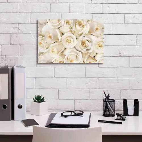 Vista 3 de Epic Graffiti 'Top View - White Roses' de Lori Deiter, arte de pared en lienzo, 18 x 12 pulgadas