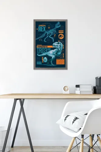 Vista 6 de Trends International Jurassic World: Fallen Kingdom - Póster de pared T-Rex, 14.725 x 22.375 pulgadas, versión enmarcada de madera de granero