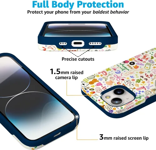 Vista 4 de Casely Funda para iPhone 15 Plus Todas las cosas divertidas Diversión en días laborables Diseño protector audaz Compatible con MagSafe