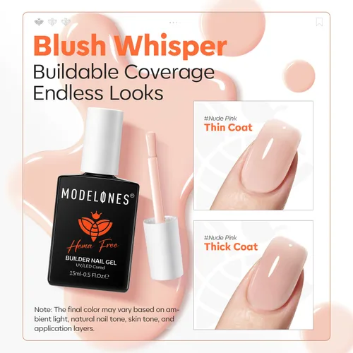 Vista 7 de modelones Builder Nail Gel HEMA-Free Neutral Nude Builder Strengthener