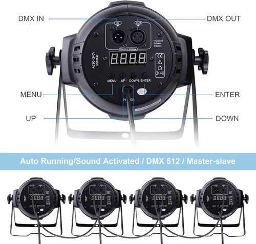 Vista 4 de BETOPPER Luces DJ DMX activadas por sonido, 54 x 3W LED Par Luces RGB DMX, DJ Par Iluminación para iglesia, concierto, boda, fiesta, bar