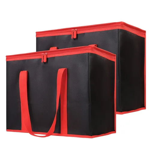 Vista 14 de Bodaon Bolsa de entrega de pizza aislada, 20" x 20" x 8" bolsas calentadoras de pizza para mantener caliente, bolsa aislada para entrega de Negro