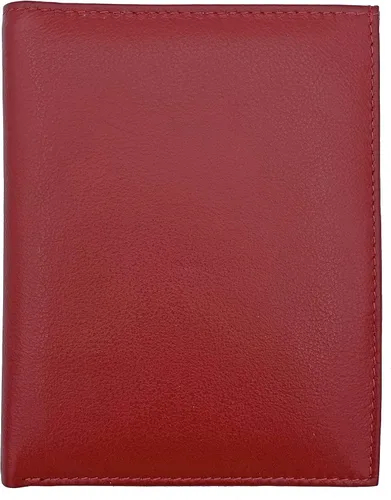 Vista 7 de Cartera de pasaporte de cuero genuino RFID, Rojo -, Cartera Rfid