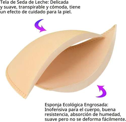 Vista 3 de Bra Pads Inserts 6 Pairs, Bra Cups Inserts, Removable Breast Enhancers Inserts for Women Beige