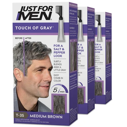 Vista 7 de Touch of Gray de Just For Men, 1 aplicación, paquete de 3 unidades, paquete de de 2, Marrón Touch of Gray light brown instantly blends away grays