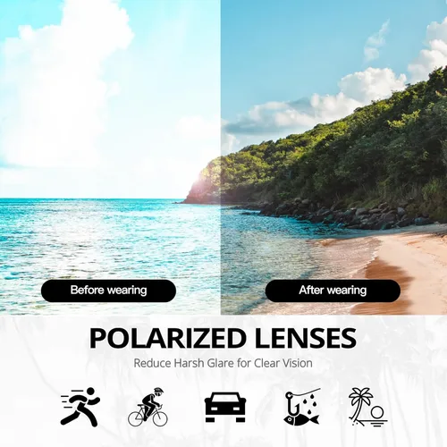 Vista 6 de LVIOE Gafas de sol polarizadas para mujer, gafas de sol envolventes de moda con protección UV400 LS6202