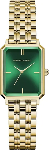 Vista 9 de Roberto Marino RM1982 Reloj de Lujo para Mujer Rectangular en Oro – Movimiento de Cuarzo Japonés, Diseño Vintage de Acero Inoxidable, Esfera RM1931