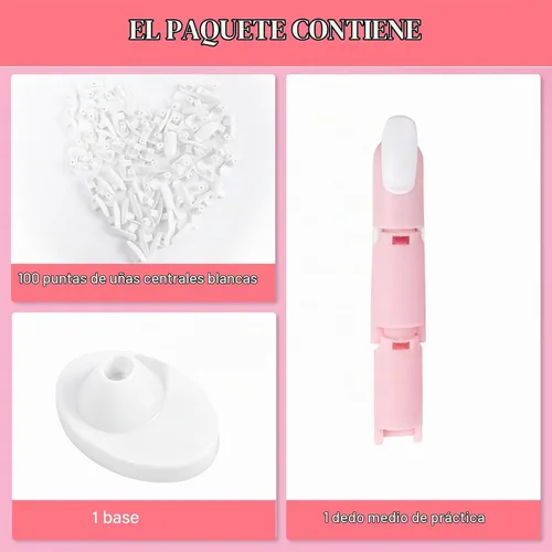 Vista 2 de Dedos de práctica para uñas acrílicas, dedos falsos movibles flexibles para practicar uñas postizas, 1 práctica de dedo rosa ajustable, 1 base