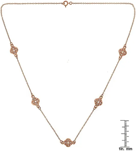 Vista 3 de Hoops & Loops Collar de cadena de plata de ley 925 con nudo de amor para mujeres, adolescentes, niñas, plata, oro amarillo, oro rosa