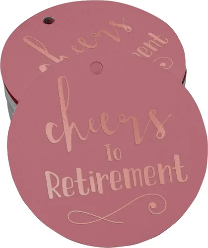 Vista 29 de Etiquetas de papel para colgar con texto en inglés "Cheers to Retirement Wall" (50 unidades)