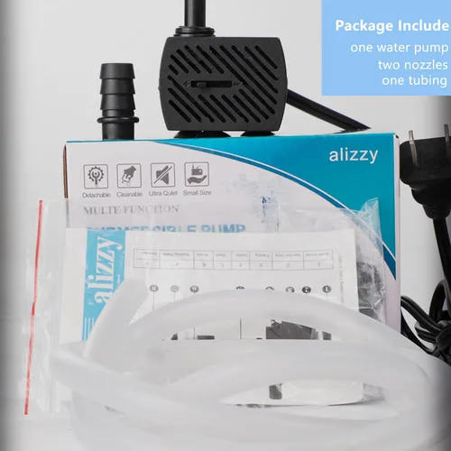 Vista 7 de alizzy - Bomba de agua pequeña ultra silenciosa de 95 GPH (360 L/H, 5 W), mini bomba de agua sumergible de larga duración con tubo para fuente