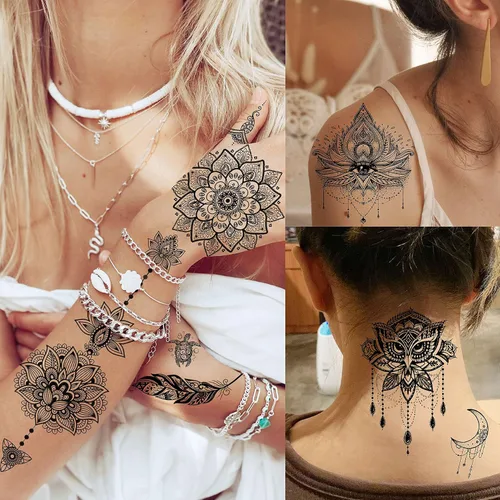 Vista 2 de VANTATY - Tatuajes temporales, diseño de flor 011