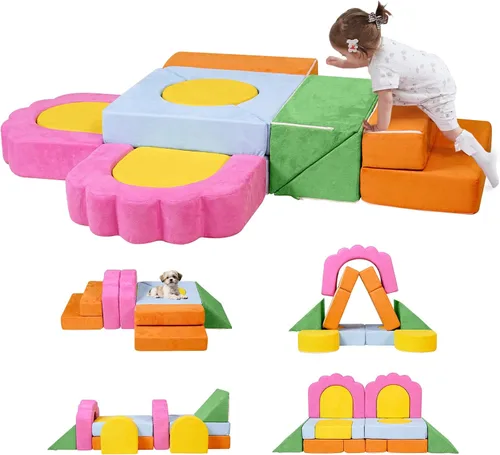 Vista 8 de 13 Piezas Bloques de Escalada de Espuma para Niños Pequeños de 1-3 Años Juego Suave de Escalada Floral para Niños para Interiores, Juguetes