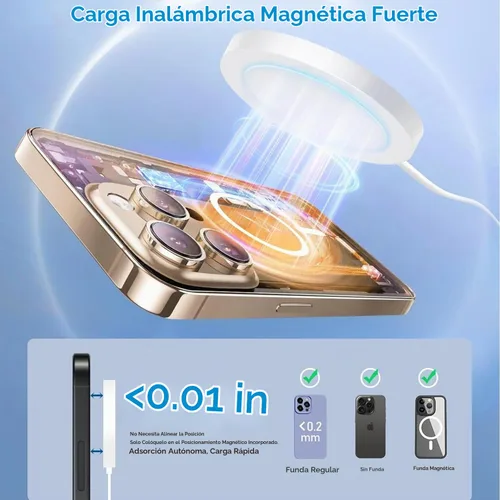 Vista 5 de [Certificado MFi de Apple] Cargador inalámbrico magnético para iPhone 17 16 15, 2 unidades de 6 pies y 15 W, cargador rápido Apple Mag-Safe USB C