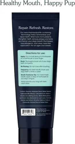 Vista 8 de Pasta de dientes remineralizante para perros, grado veterinario, con nano-hidroxiapatita, revierte la caries en etapa temprana, limpia los dientes