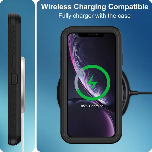 Vista 6 de Funda para iPhone XR, con protector de pantalla integrado, protección resistente contra caídas, cuerpo completo, a prueba de golpes, a prueba
