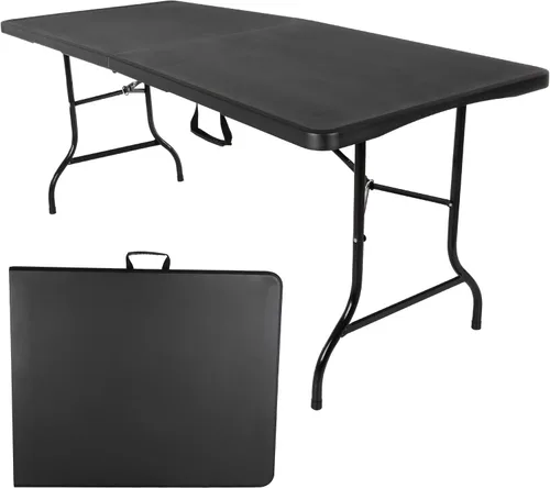 Vista 18 de Lavish Home Mesas plegables portátiles, escritorio plegable portátil ligero con altura ajustable, pequeña mesa de plástico para bandeja de TV, Negro
