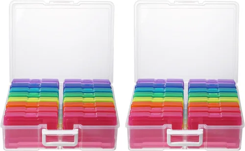 Vista 11 de novelinks Organizadores de fotos transparentes de 4 x 6 pulgadas y caja de almacenamiento de fotos con asa, 16 fundas interiores para fotos