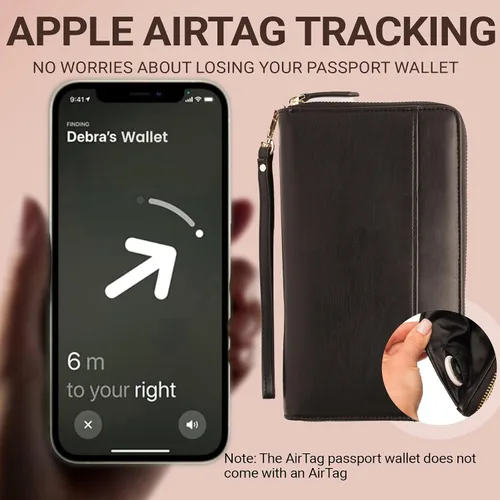 Vista 3 de Organizador de Documentos de Viaje - Funda RFID para Cartera de Pasaporte, Soporte Familiar para ID de Muñequera