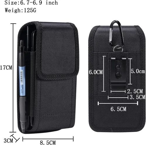 Vista 6 de Funda vertical dual con clip para cinturón, 2 fundas para teléfono celular para iPhone 15 Pro Max, Samsung Galaxy A15 A35 A55 A54 A14 A13 A53
