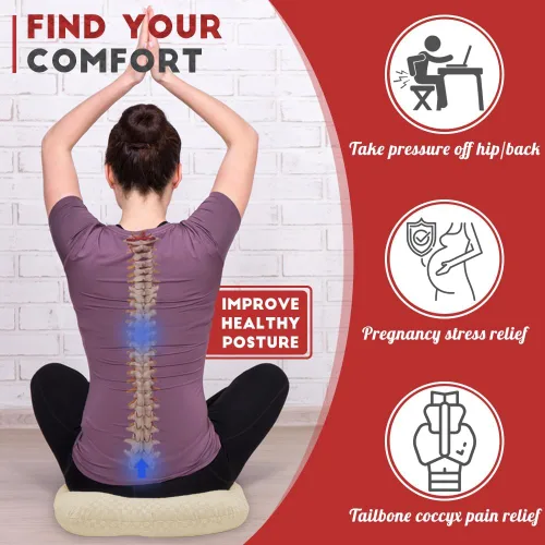 Vista 3 de Cojín de asiento con forma de dona rellena para dolor de coxis y coccix, hemorroides, úlceras de cama, embarazo, próstata, recuperación