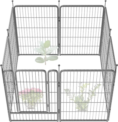 Vista 49 de FXW Valla de jardín al aire libre para el patio, 17 pulgadas de alto x 29.3 pies de largo, barrera de metal resistente para animales, para perros