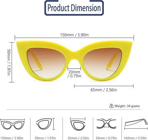 Vista 3 de Freckles Mark Gafas de sol retro vintage para mujer con protección UV400 café Tortoiseshell