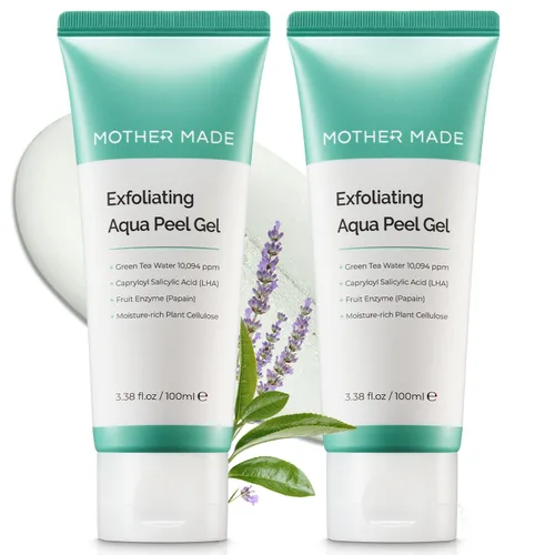 Vista 10 de MOTHER MADE Gel exfoliante facial vegano con té verde, vitamina E, ácido hialurónico, 3.38 onzas líquidas. Exfoliante facial suave y natural