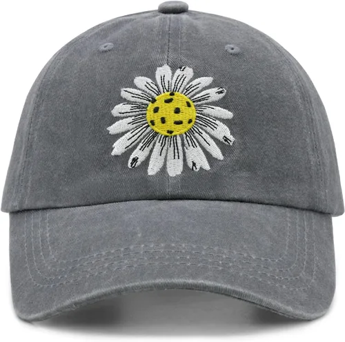 Vista 8 de Waldeal Sombrero de pickleball para mujer, gorra de béisbol bordada con margaritas Beige