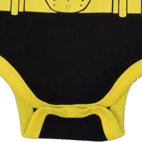 Vista 3 de Justice League Batman - Conjunto de body y capa para bebé niño (negro, 6-9 meses), Amarillo