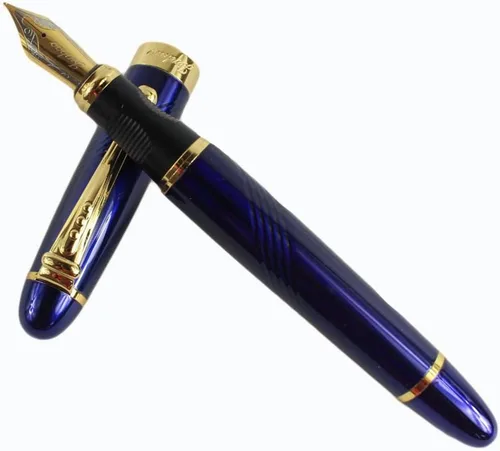 Vista 3 de Gullor Pluma estilográfica 450 azul con líneas talladas punta mediana