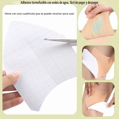 Vista 4 de Adhesivos antirozaduras para el interior del muslo, 20 piezas desechables autoadhesivas para muslos, cinta elástica transpirable para levantar