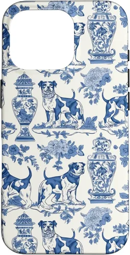 Vista 20 de Chinoiserie Dog Blue Toile Ginger Preppy Grandmillennial - Carcasa para iPhone 16