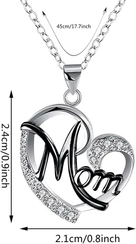 Vista 6 de ZYooch - Dije con la palabra Mom grabada para mujer, collar de compromiso de diamantes de imitación, joyas para regalar