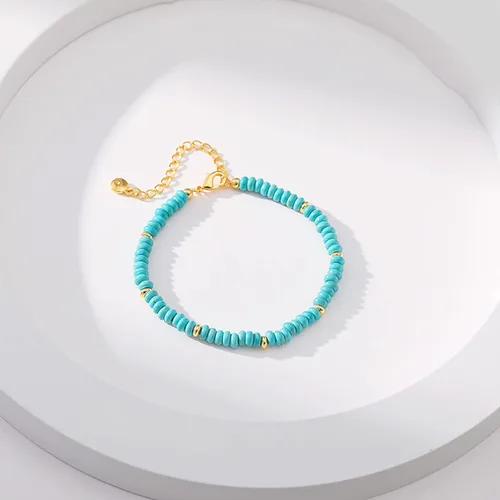 Vista 2 de Delicadas pulseras de oro para mujer, chapado en oro 18, ajustable, mal de ojo, mariposa, cuentas, perla, corazón, turquesa, hecha a mano para mujer