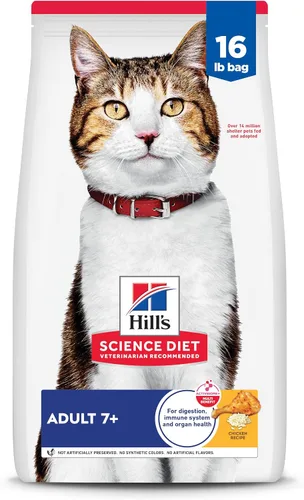Vista 18 de Hill's Science Diet Adult 7+, Senior Adult 7+ Premium Nutrition, alimento seco para gatos, receta de pollo, bolsa de 4 libras