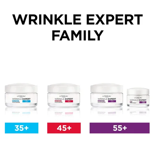 Vista 7 de L'Oreal Paris Wrinkle Expert 55+ - Hidratante facial antienvejecimiento con calcio, no graso, adecuado para pieles sensibles, 1.7 onzas líquidas