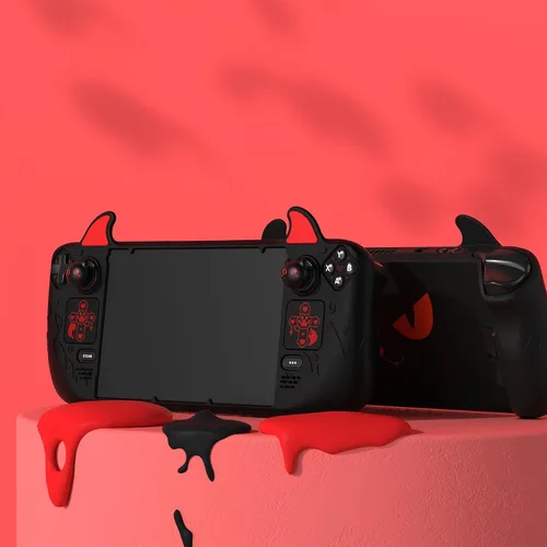 Vista 5 de PlayVital Cute Demon Protective Case for Steam Deck LCD & OLED, Kawaii Anti-Slip Protector for Steam Deck OLED with Thumb Grip Caps & Trackpads