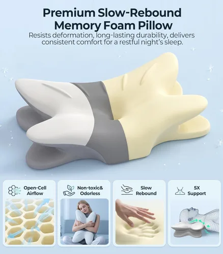Vista 6 de Almohada cervical para el cuello para aliviar el dolor, espuma