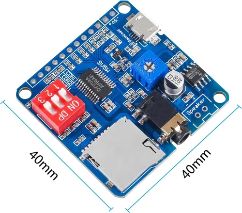 Vista 4 de Tablero de módulo de reproducción de voz, reproductor de MP3, módulo de voz de música, 5 W, 64 MBit, control serial flash, tarjeta SD/TF, disparador