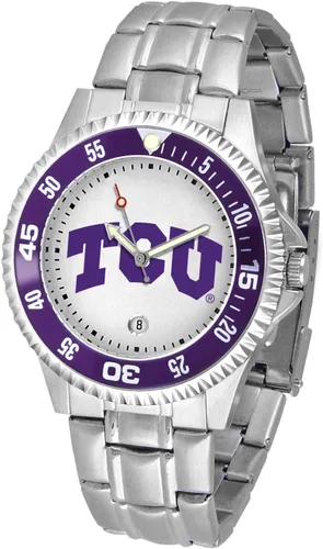 Vista 32 de SunTime Reloj de cuarzo de 1.575 in para hombre, correa de acero inoxidable de 0.787 in, esfera Gameday