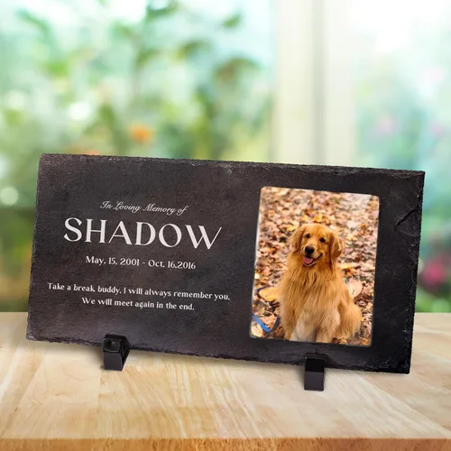 Vista 31 de Farfume Piedras conmemorativas personalizadas para mascotas con foto y texto Marcadores personalizados para tumbas para mascotas Lápidas