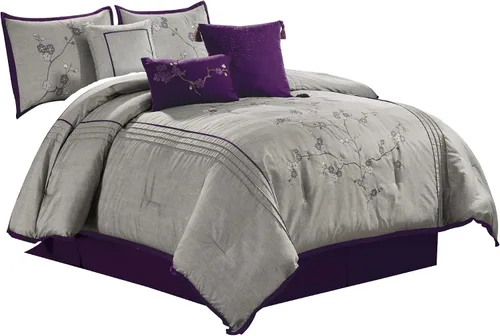 Vista 22 de Chezmoi Collection Linz - Juego de edredón bordado de 7 piezas, diseño de cachemira negro/blanco, tamaño Queen