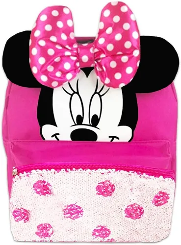 Vista 2 de Disney Mochila de Minnie Mouse para niñas y niños pequeños el paquete incluye mochila infantil de Minnie de 12 pulgadas con orejas lazo