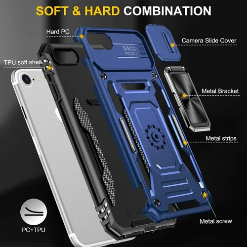 Vista 8 de Asuwish Funda de teléfono para iPhone 7plus 8plus 7/8 Plus con protector de pantalla de vidrio templado y cubierta deslizante para cámara