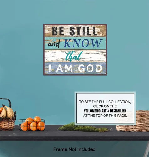 Vista 6 de Be Still and Know That I Am God - Versículo de la Biblia, arte de pared devocional diario - Decoración de pared de escritura religiosa - Regalo