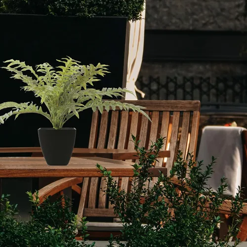 Vista 4 de Helecho Boston artificial de 15.5 pulgadas, plantas en maceta de tamaño mini, planta artificial con 29 hojas, perfecta para decoración de interiores
