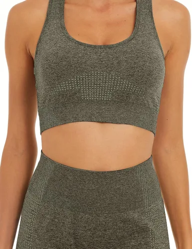 Vista 7 de Toplook Conjunto deportivo de 2 piezas para mujer, sin costuras para yoga, entrenamiento, gimnasio pantalones cortos y brasier deportivo
