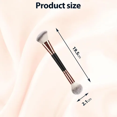 Vista 6 de 2 brochas de maquillaje de doble punta para contornear mezcla y bronceado, cepillo de base en ángulo y cepillo corrector Premium Luxe Hair para una